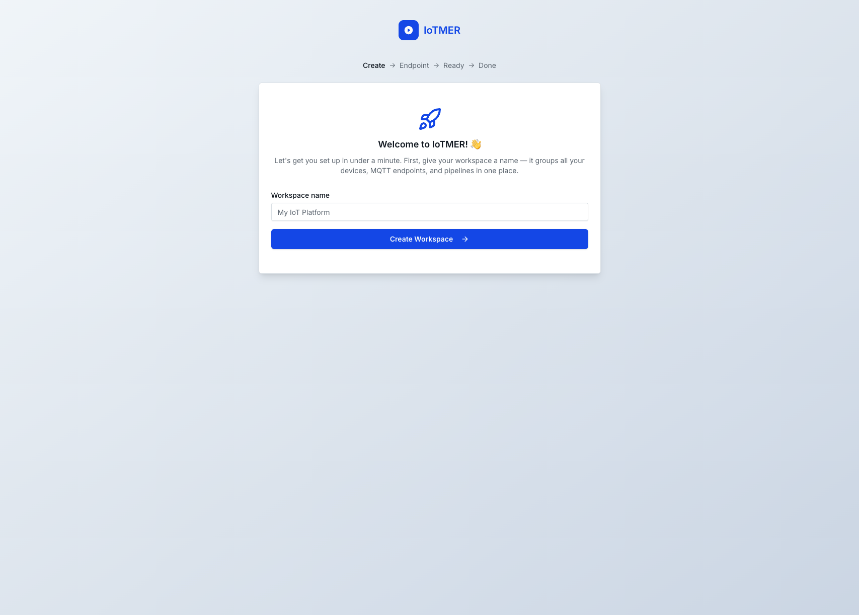 First onboarding step — workspace name